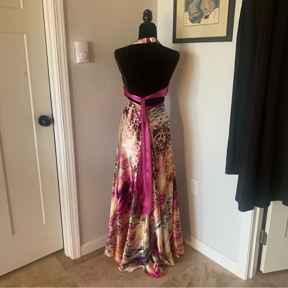 Elegant Multicolor Halter Dress